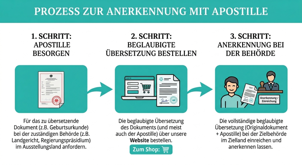 Apostille? Ein Thema mit vielen Unbekannten 2 Beglaubigte Uebersetzung mit Apostille der Prozess
